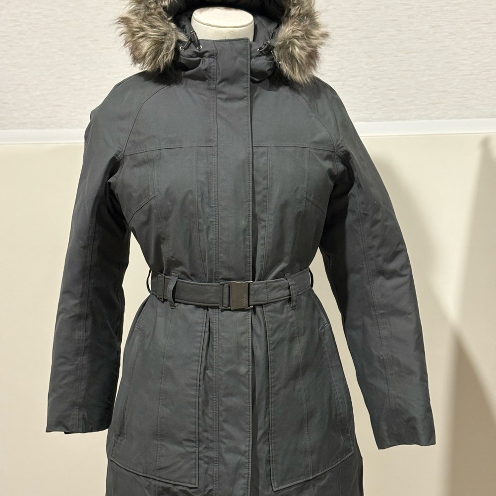 The North Face Down Parka Coat Gray Faux Fur Hood Women’s M